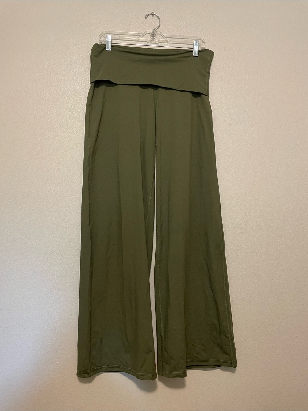 Fabletics Olive Green Wide-Leg Foldover Waist Pants
